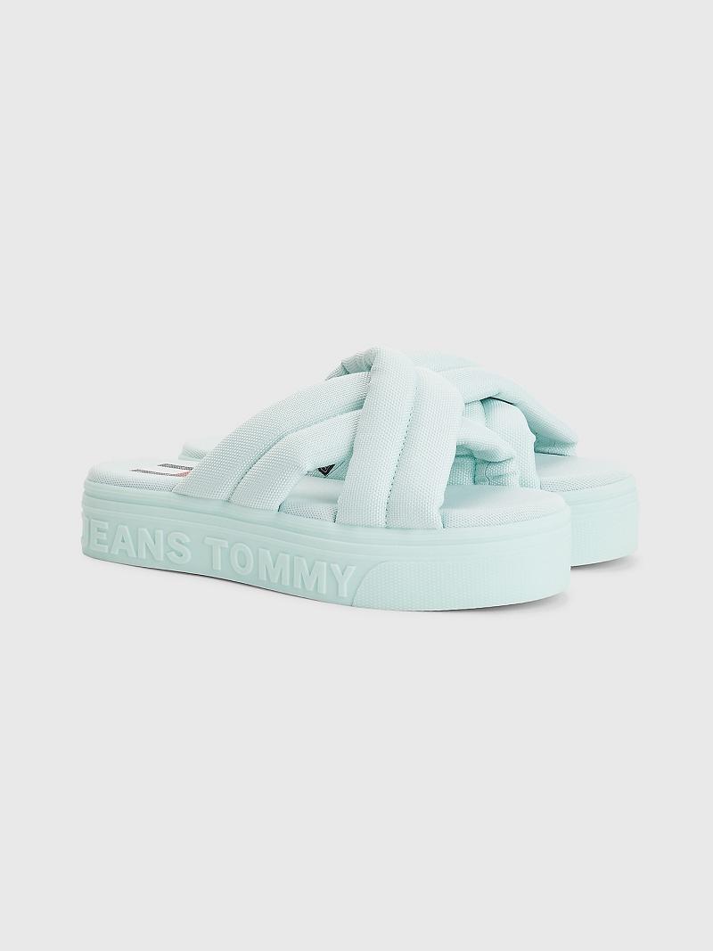 Női Tommy Hilfiger Platform Slide Menta | HU 620JPQ